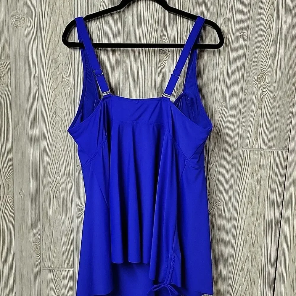 Aqua Eve Blue Swimsuit Tankini Top Womens Size 24W NWT